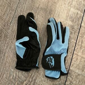 Black and Blue Gloves riding gloves with Horse logo